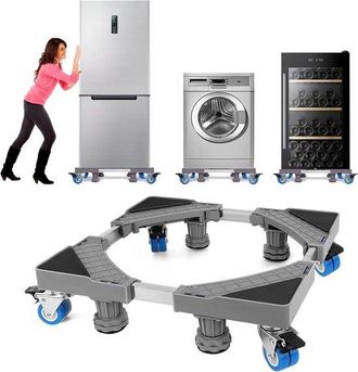 OEM Soporte Elevador Para Lavadora Con Ruedas - Base Ajustable - Antivibraci&oacute;n - 300 Kg - 41,5-65 Cm
