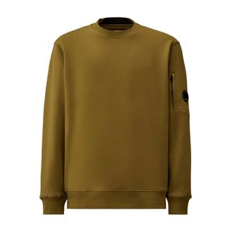 C.P. Company Sweatshirts, male, Green, Size: 2XL Diagonal Raised Fleece Crewneck Sweatshirt