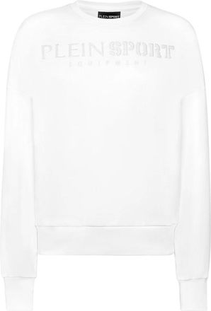Plein Sport Jogging Sweatshirt LS - Dames - Sportshirts - Wit - M - Katoen - Fitness