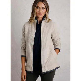 Weird Fish Ariana Full Zip Grid Fleece in Ecru at Nordstrom, Size 10