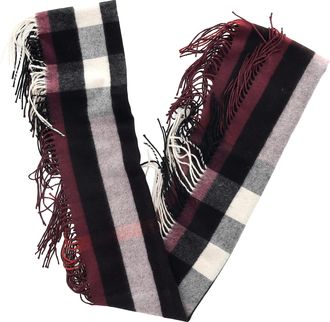 Burberry Pre-owned Womens Check Print Fringed Scarf in Multicolor Wool - Multicolour - One Size