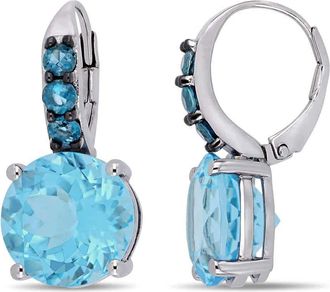 Amour 15 1/4 CT TGW Sky Blue Topaz and London Blue Topaz Leverback Earrings In Sterling Silver