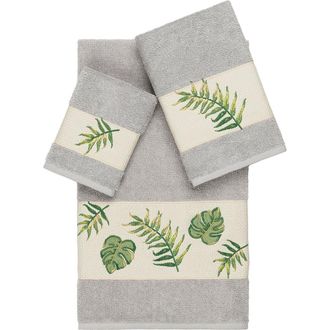 Linum Home Textiles Zoe 3-Piece Embellished Towel Set - Light Grey at Nordstrom Rack
