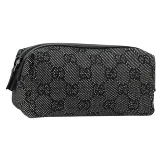 Gucci Pre-owned Clutches, female, Black, Size: ONE SIZE Pre-owned GG Canvas Pouch