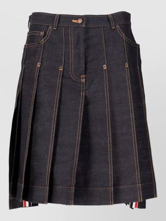 Thom Browne bermuda length five pocket pleated denim skirt