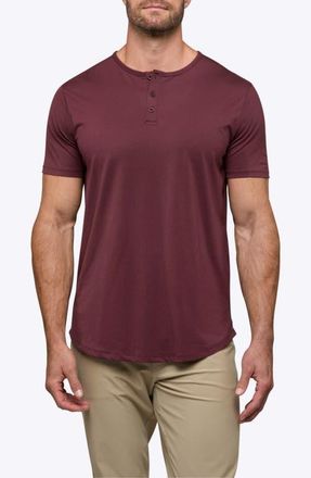 Cuts AO Curved Hem Short Sleeve Henley in Currant at Nordstrom, Size X-Large