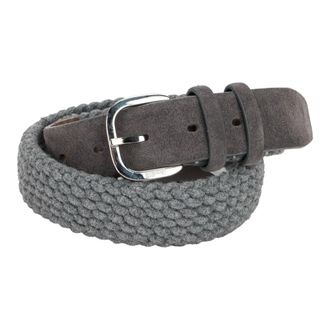 Moorer Gevlochten Stoffen Riem - Dames - Accessoires - Grijs - Maat: 75 CM Wol