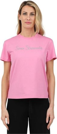 MC2 Saint Barth T-Shirts, female, Pink, S, Sparkling Text T-Shirt