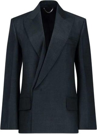 Victoria Beckham Petrol Blue Blazer With Peak Lapels