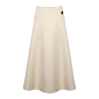 Moncler Midi Skirts, female, White, S, Wool Midi Skirt