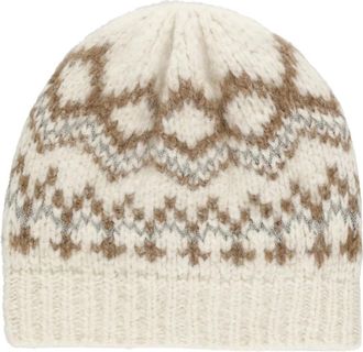 PESERICO Accessoires, Dames, Wit, M, Elastische Ribgebreide Muts