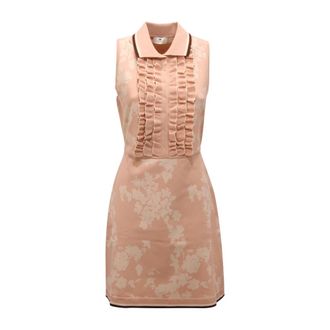 Elisabetta Franchi Am-44Q-51E2 Gebreide Jurk - Dames - Korte kleedjes - Bruin - XL - Kleedjes
