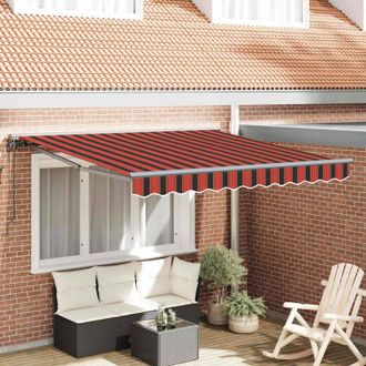 vidaXL Toldo Retr&aacute;ctil Manual Naranja Y Marr&oacute;n 300x250 Cm Tela Vidaxl