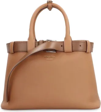 Prada Buckle Small Leather Handbag With Belt - female - Prada - Handbags - Brown - ONE SIZE - Bags