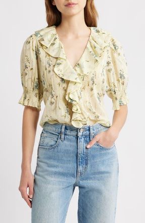 D&ocirc;en Henri Organic Cotton Voile Top in Sunshine Prairie Rose at Nordstrom, Size Xx-Large