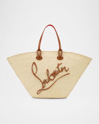 Christian Louboutin Cabata Large Basket Tote Bag in Raffia and Leather