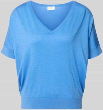 Milano Milano Italy Strickshirt aus Viskose-Mix mit V-Ausschnitt in Hellblau, Gr&ouml;&szlig;e XS