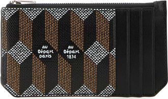 Au D&eacute;part Printed Leather Card Holder