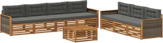 vidaXL Conjunto De Sof&aacute;s De Exterior 8 Uds. Natural Y Antracita Vidaxl
