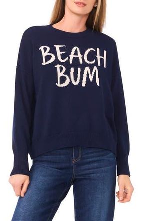 CeCe by Cynthia Steffe Beach Bum Cotton Sweater in Classic Navy at Nordstrom Rack, Size X-Large