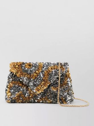 Dries Van Noten sequin envelope clutch bag chain strap