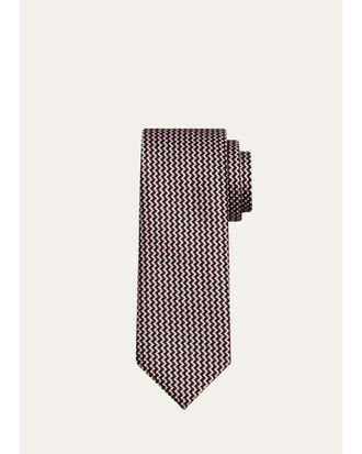 Tom Ford Mens Contrast Zigzag Silk Tie