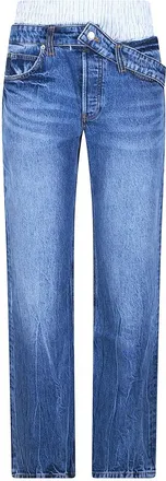 Alexander Wang Pre Styled Slim Boxer And Drop Waistband Jeans - female - Alexander Wang - Straight Fit Jeans - Blue - W26 - Jeans