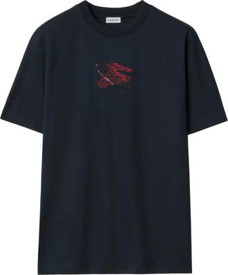 Burberry T-shirt in cotone con ricamo - Blu