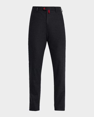 Kiton Men & apos;s Wool Flannel Slim Flat-Front Pants