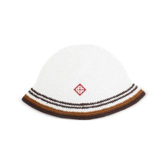 Casablanca Stripe Crochet Hat - unisex - Hoeden - Wit - S/M - Katoen - Accessoires