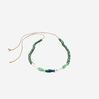 Sorbet Island Fabric And Glass Bead Necklace