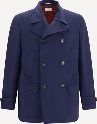 Brunello Cucinelli Cappotto corto doppiopetto in lana Man 50