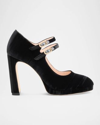 Stuart Weitzman Babette 100MM Suede Platform Mary Janes