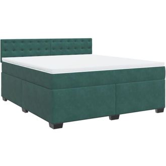 vidaXL Vidaxl - Cama Box Spring Con Colch&oacute;n Terciopelo Verde Oscuro 180x200 Cm
