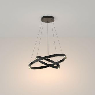 Maytoni Maytoni - Rim Twin Ring Modern Integrated led Pendant Ceiling Light Black, 60cm, 3000K