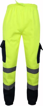 Generic MMK Manchester Hi Viz Mens Fleece Work Trousers Reflective Safety Hi Vis Joggers - Men High Visibility 2 Tone Combat Workwear Bottoms Pants (Yellow-Na