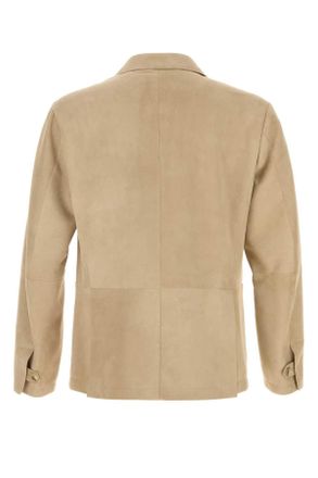 Canali Mens Sand Suede Blazer Beige Exterior: Giacche E Gilet
