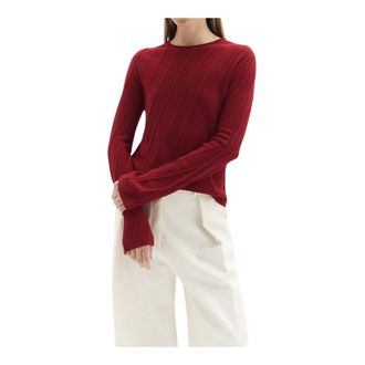 Max Mara Truien & Vesten, Dames, Rood, M, Wol, Trui van wol met diagonale breistructuur