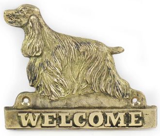 OEM Cocker Spaniel Ingl&eacute;s: Cartel Para Puerta Con Un Perro, Placa De Bienvenida De Lat&oacute;n, Cartel &Uacute;nico Con La Inscripci&oacute;n Welcome De Art-dog