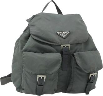 Prada Pre-owned Backpacks, female, Gray, Size: ONE SIZE Pre-owned Vintage Nylon Backpack
