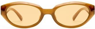 Le Specs Le Bijou 55mm Oval Sunglasses in Toffee /Mustard Mono at Nordstrom