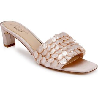 Badgley Mischka Pacific Block Heel Sandal in Dark Nude Satin at Nordstrom, Size 8.5