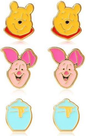 Disney Winnie the Pooh Stud Earring Set, Flash Plated, 3 Pairs in Multi at Nordstrom