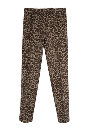 Max Mara Leopard Print Straight Leg Wool Trousers Size S
