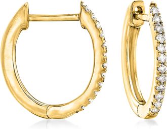 Ross-Simons Diamond Huggie Hoop Earrings in 14kt Yellow Gold