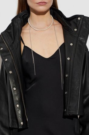 AllSaints Necklace With Glass Pearls, Womens, Silver