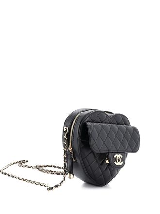 Chanel CC in Love Heart Bag Quilted Lambskin crossbody bag - women - Calf Leather - One Size - Black