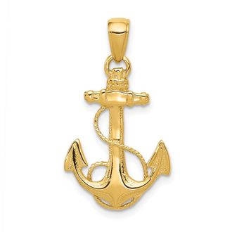 Diamond2Deal 10k Yellow Gold Solid Polished Anchor Pendant