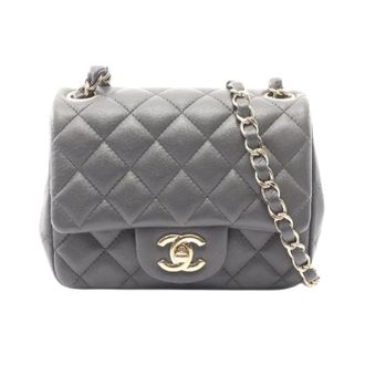 Chanel Pre-owned Mini Matelasse Lamsleren Schoudertas - Dames - Pre-owned - Grijs - Maat: ONE Size Leer