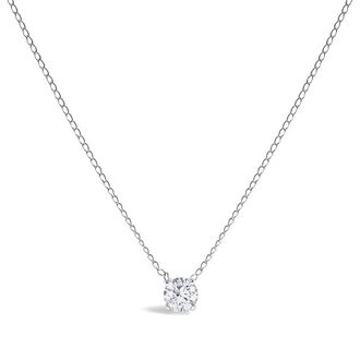 House of Brilliance 14K White Gold Floating 1/2 Cttw Lab Grown Diamond Solitaire Pendant Necklace - 18 Inches